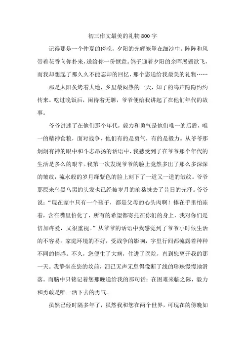 初三作文最美的礼物800字