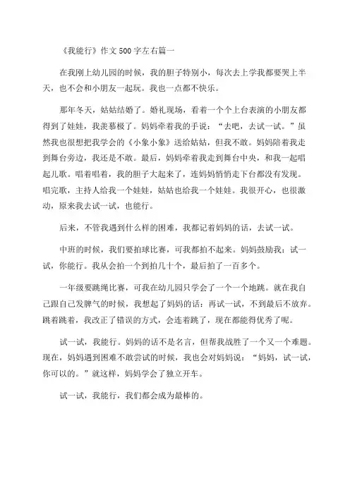 2023年《我能行》作文500字左右精选