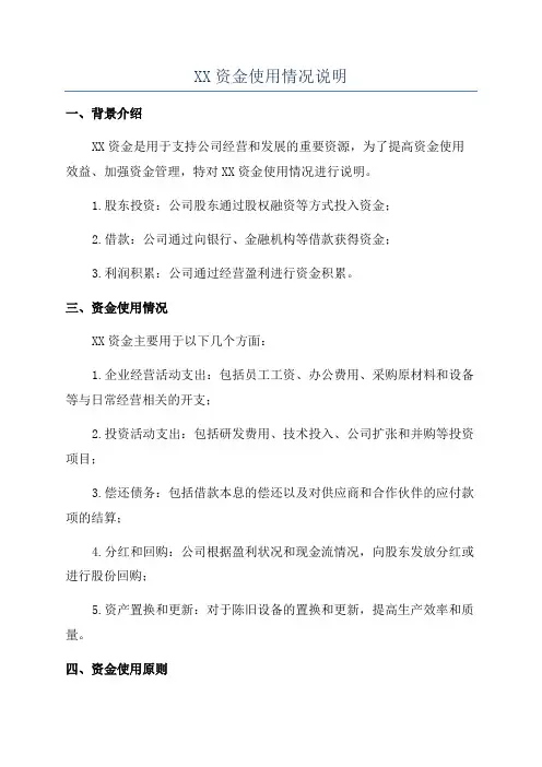 XX资金使用情况说明