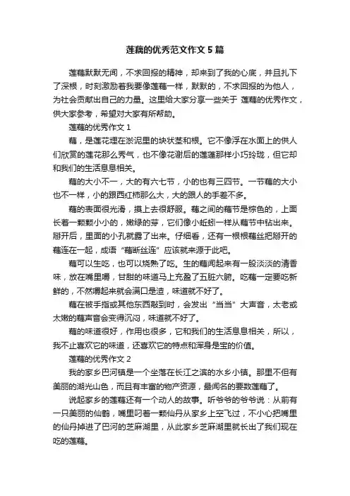 莲藕的优秀范文作文5篇