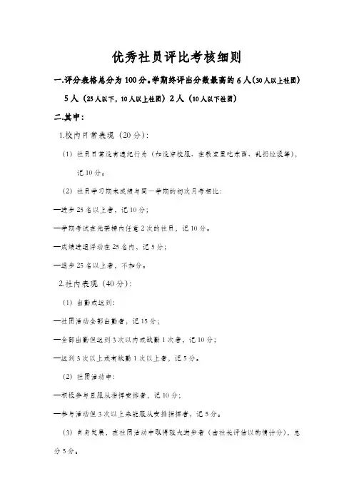优秀社员评分细则定