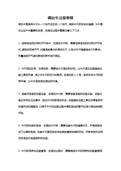 调运牛注意事项