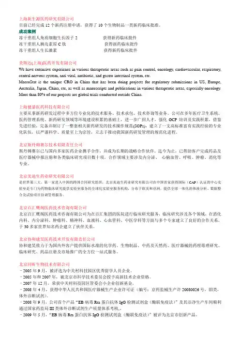 CRO公司及简介