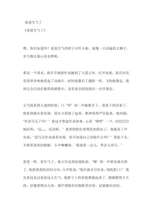 作文爸爸生气了600字