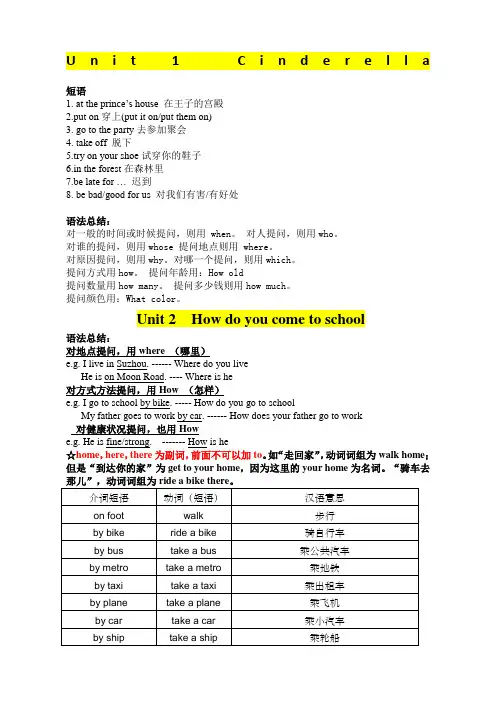(完整word版)苏教版小学英语五年级下册重难点知识汇总