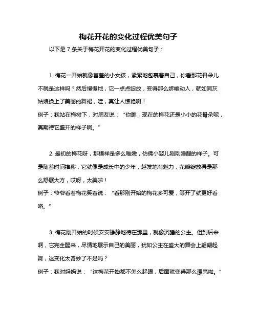 梅花开花的变化过程优美句子