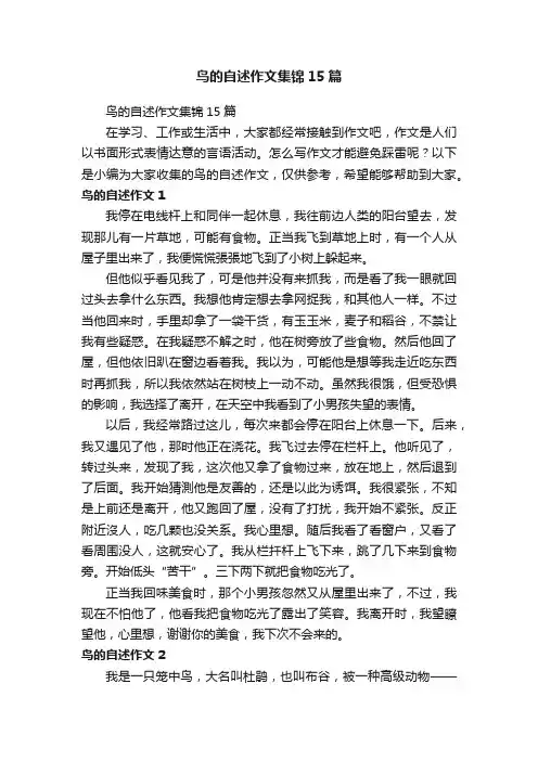 鸟的自述作文集锦15篇