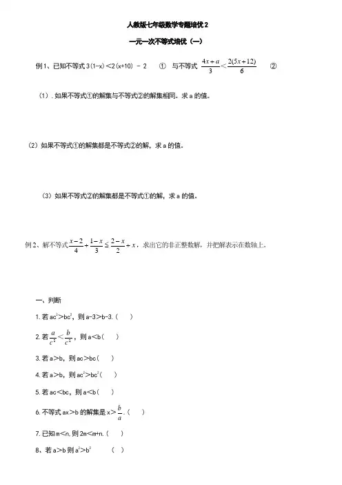 人教版七年级数学专题培优2 .docx