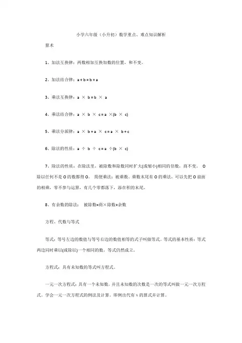 2023年小学六年级小升初数学重点难点知识解析