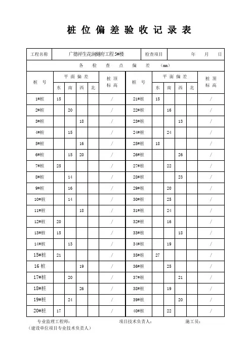 桩位偏差验收记录表