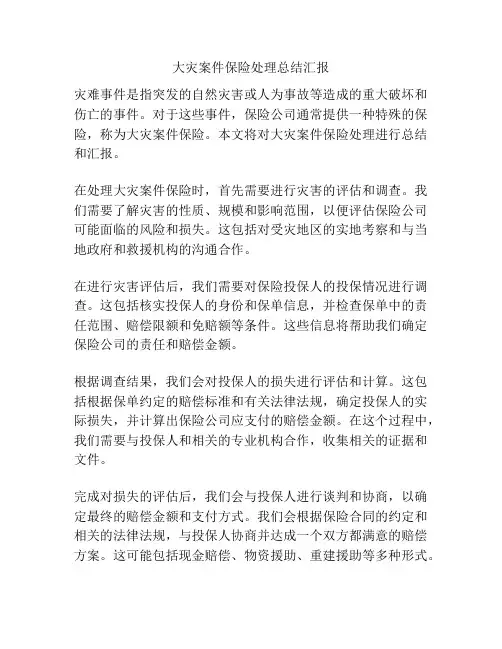 大灾案件保险处理总结汇报