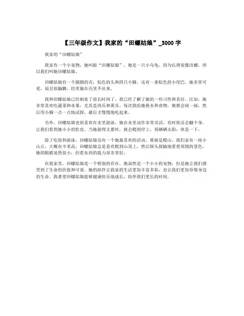 【三年级作文】我家的“田螺姑娘”_3000字