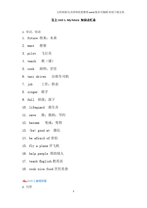 五上Unit1-12知识点汇总(牛津深圳版)