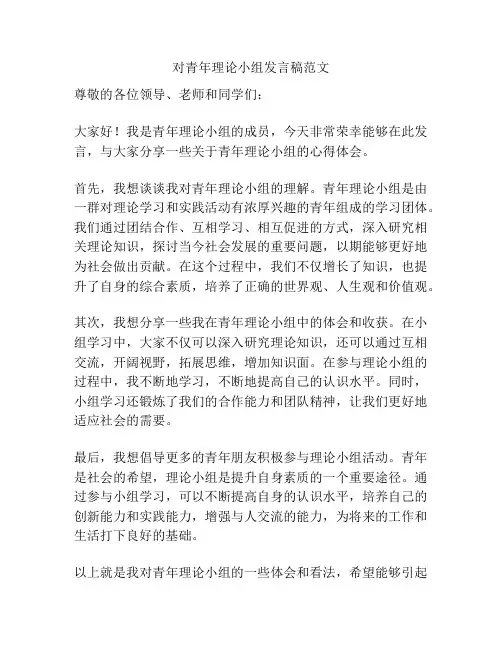 对青年理论小组发言稿范文