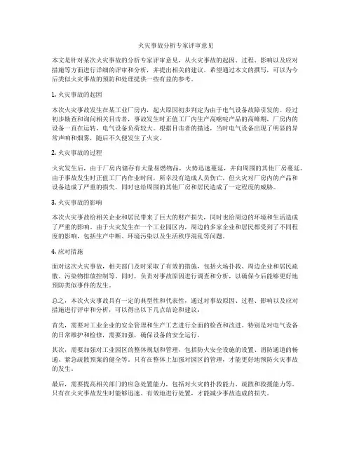 火灾事故分析专家评审意见