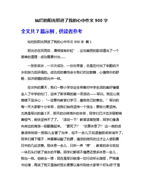 灿烂的阳光照进了我的心中作文900字
