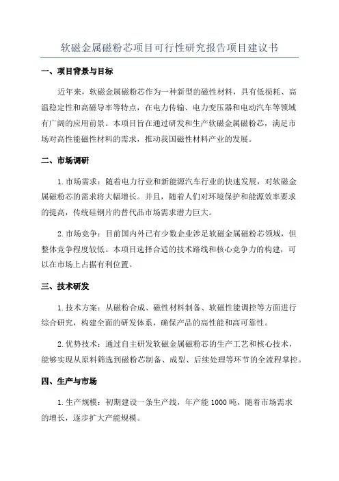 软磁金属磁粉芯项目可行性研究报告项目建议书
