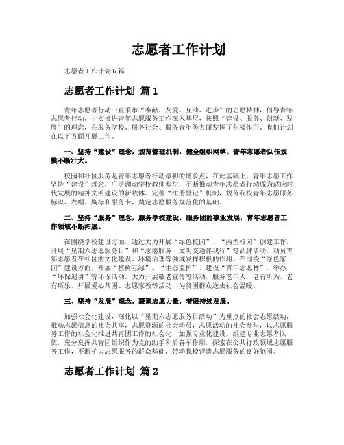 志愿者工作计划