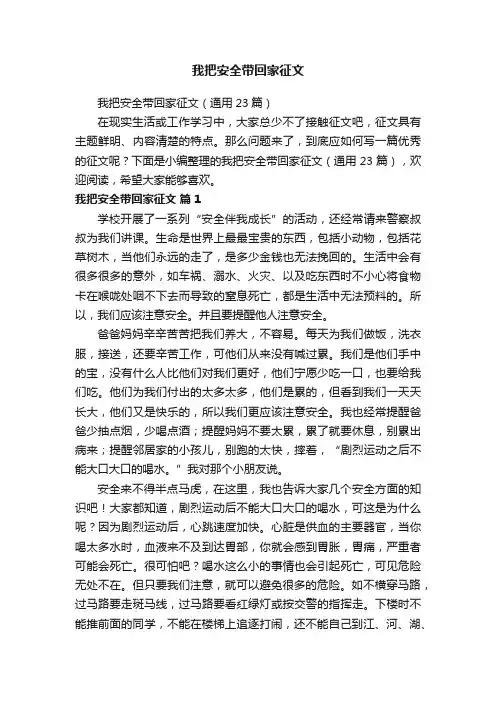 我把安全带回家征文（通用23篇）