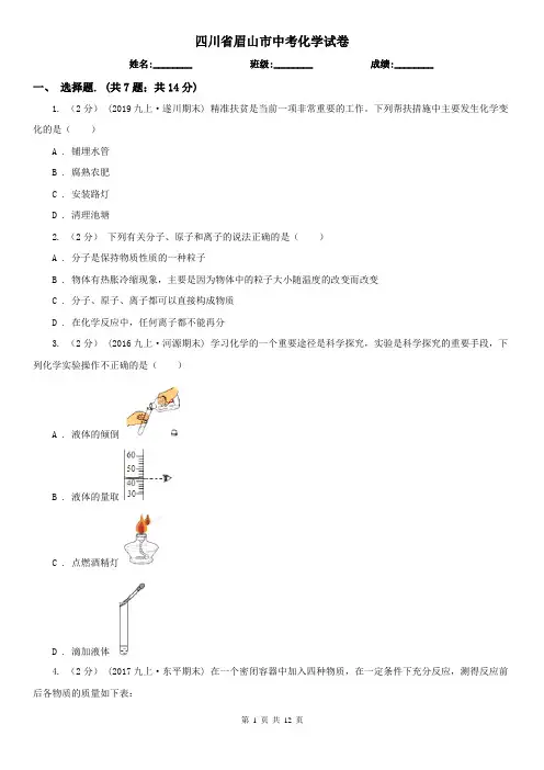 四川省眉山市中考化学试卷