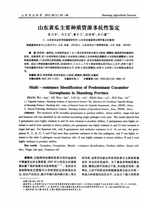 山东黄瓜主要种质资源多抗性鉴定
