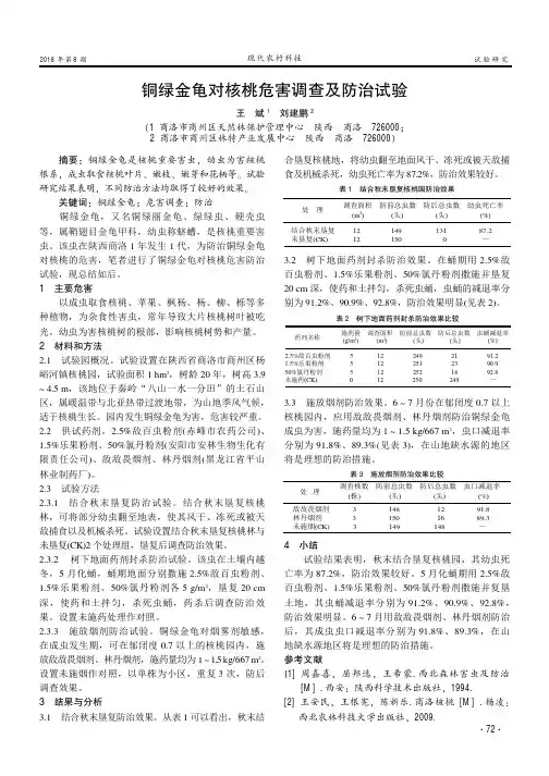 铜绿金龟对核桃危害调查及防治试验