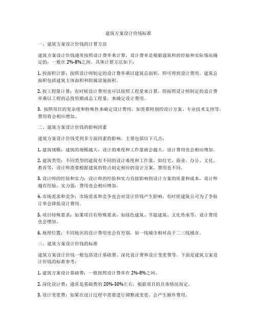 如何做建筑方案设计价钱标准