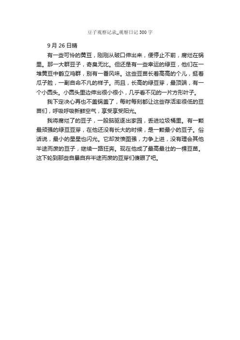 豆子观察记录_观察日记300字_日记300字