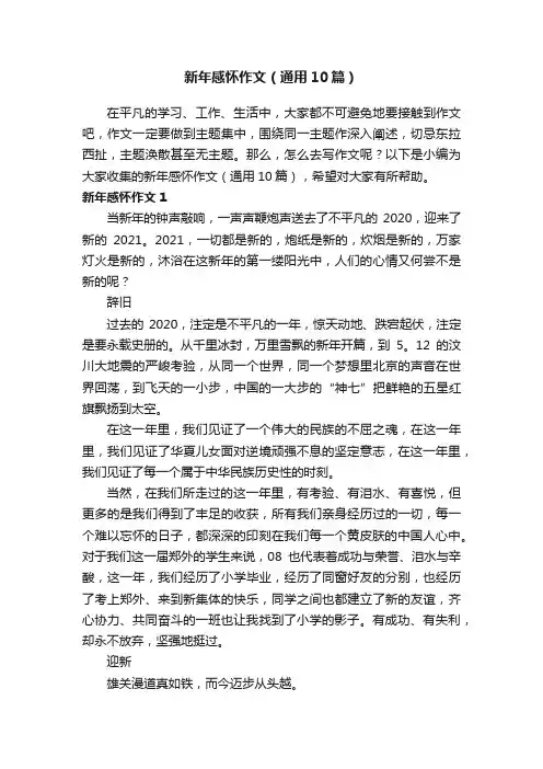 新年感怀作文（通用10篇）