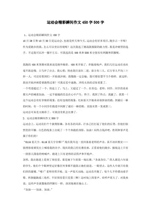 运动会精彩瞬间作文450字500字