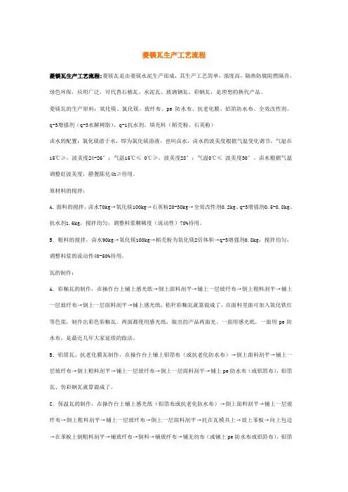 菱镁瓦生产工艺流程