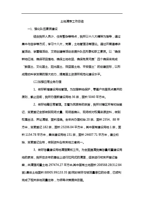 土地清表工作总结