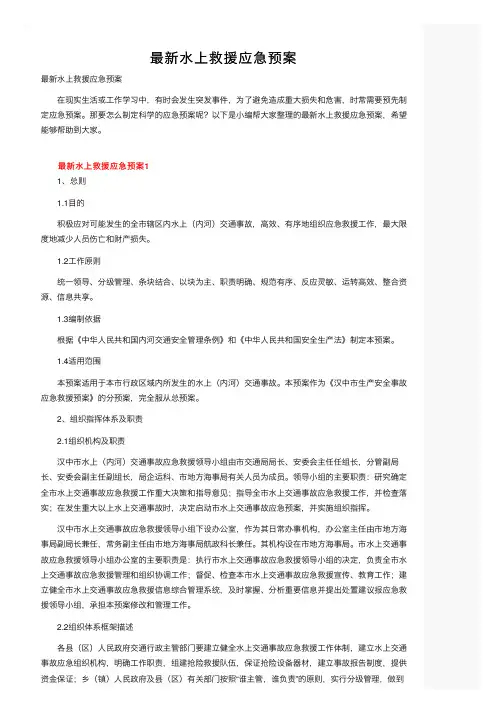最新水上救援应急预案