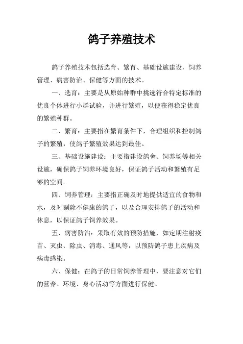 鸽子养殖技术