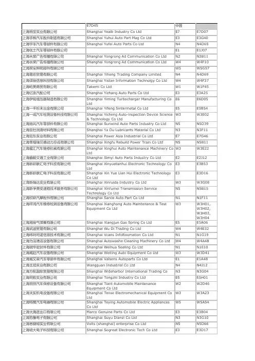 2012年12月11至14号 上海国际汽车零部件、维修检测诊断设备及服务用品展览会