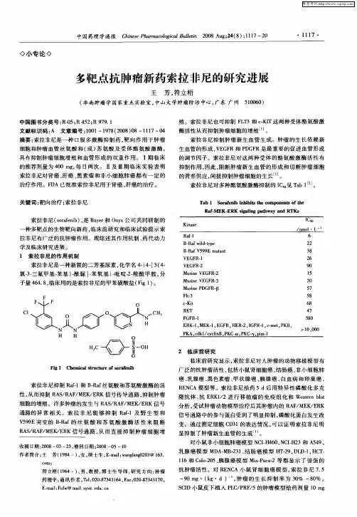 多靶点抗肿瘤新药索拉非尼的研究进展