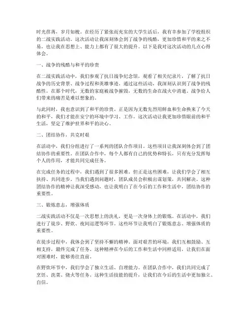 二战实践活动心得体会