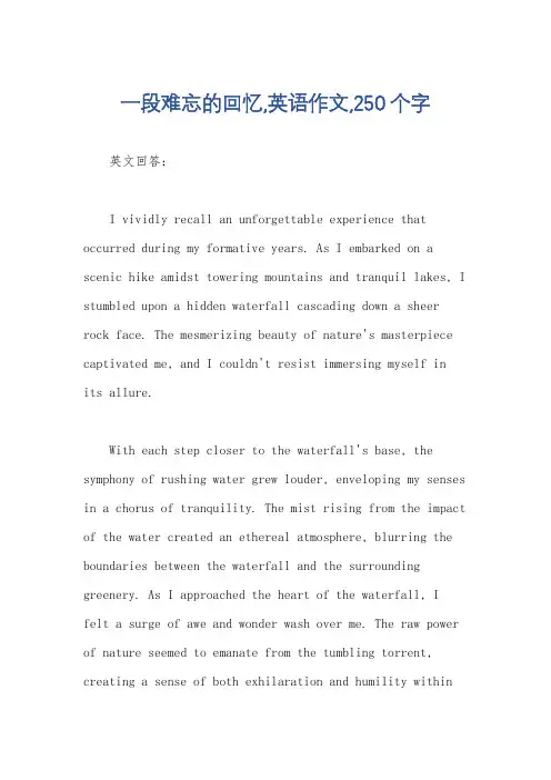 一段难忘的回忆,英语作文,250个字