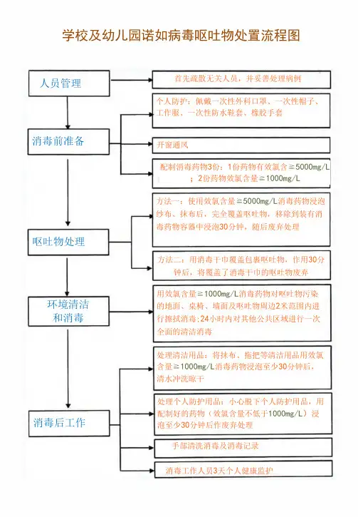 (新版)学校及幼儿园诺如病毒呕吐物处置流程图