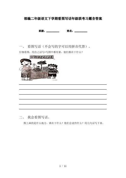 部编二年级语文下学期看图写话年级联考习题含答案