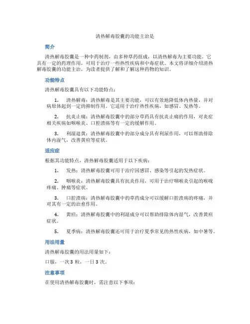 清热解毒胶囊的功能主治是