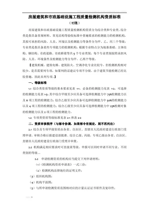 房屋建筑和市政基础设施工程质量检测机构资质标准 - 副本