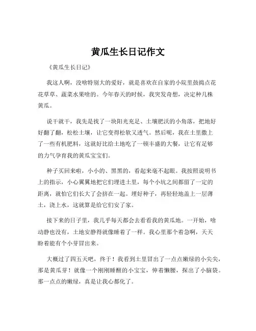 黄瓜生长日记作文