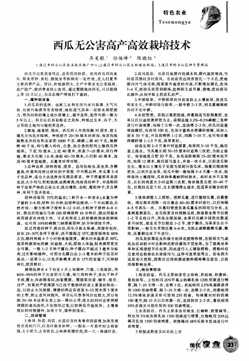西瓜无公害高产高效栽培技术