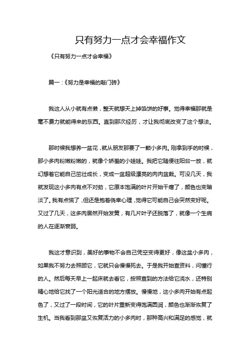 只有努力一点才会幸福作文