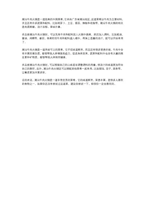 潮汕牛肉火锅点评100字文章