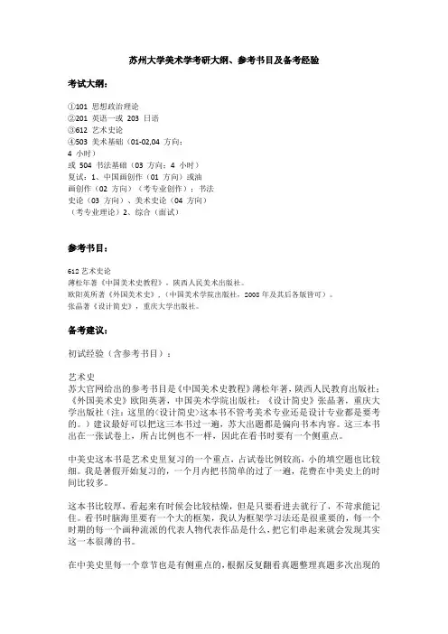 苏州大学美术学考研大纲、参考书目及备考经验