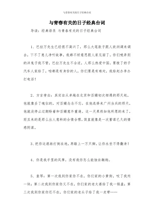 与青春有关的日子经典台词