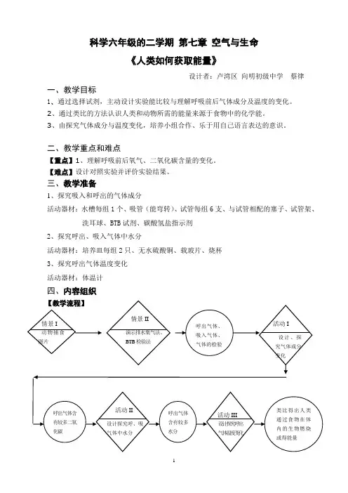 科学六年级的二学期 第七章 空气与生命