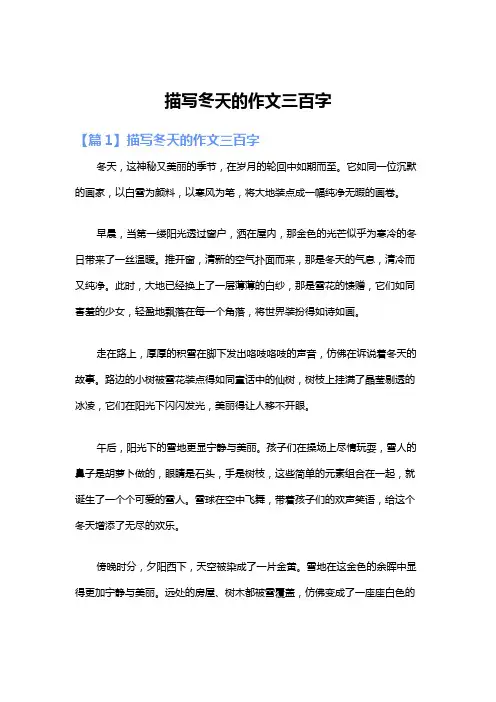 描写冬天的作文三百字